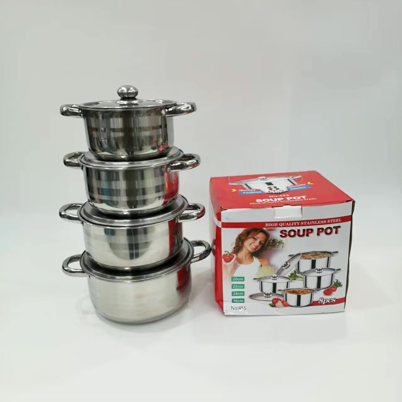Stainless Steel Soup Pot- 8 Pieces ( SCS-455) - Image 2
