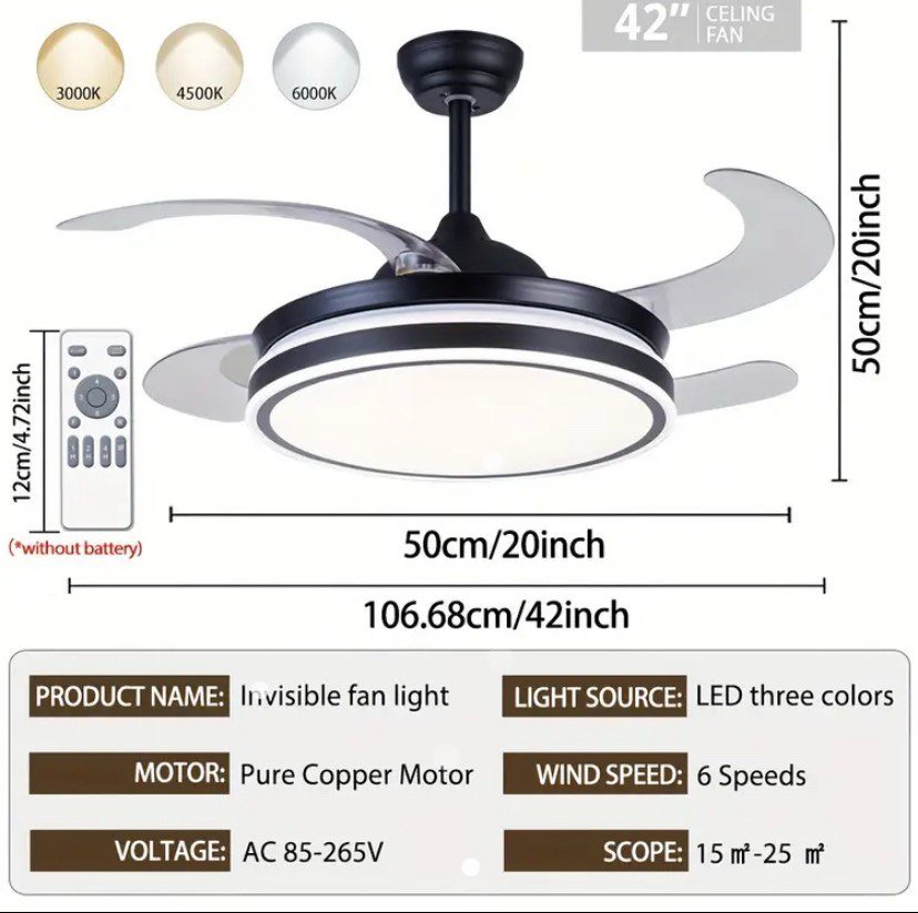 Smart Ceiling Fan with Remote and LED Light - Image 4